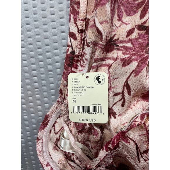 Free People, Intimately, Ivory Pink Floral Body Suit, Size M - Picture 6 of 6